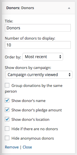 The Donors widget