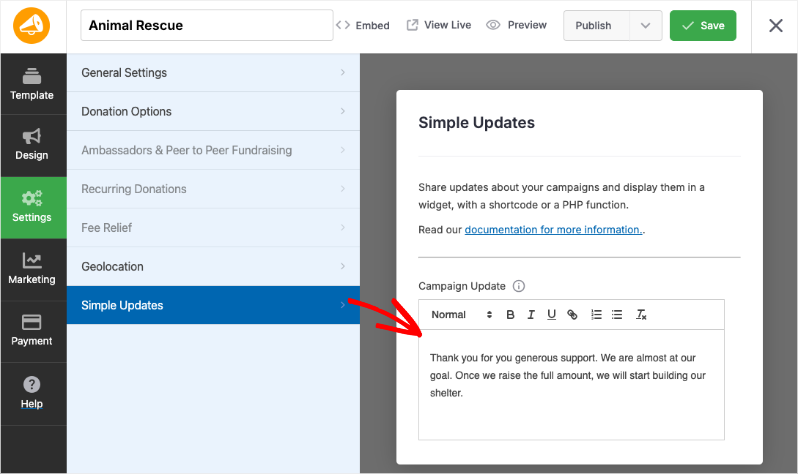 Enter update messages