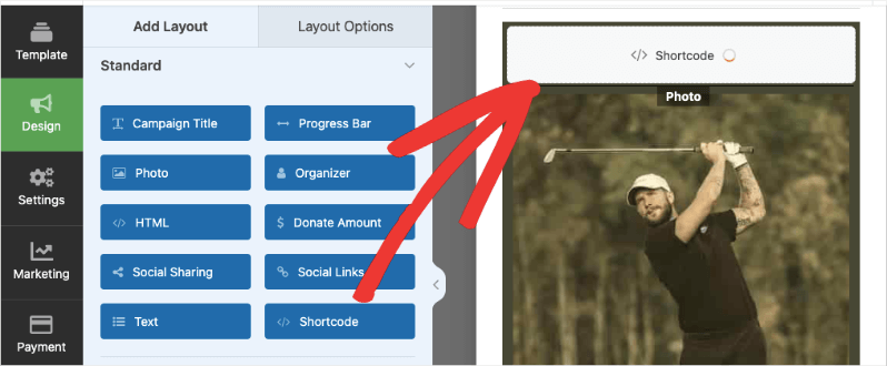 Shortcode block in campaign