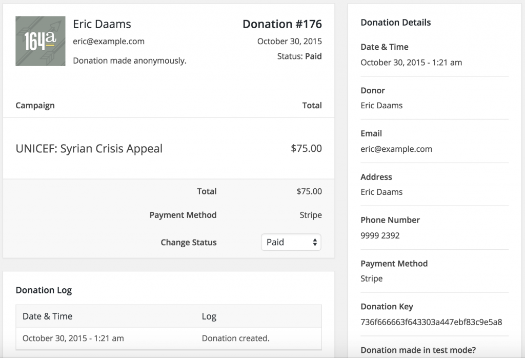 Donation Admin Page