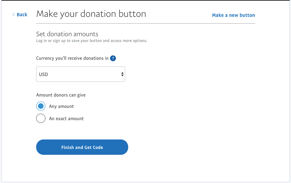 PayPal for nonprofits make a donation button, step 3