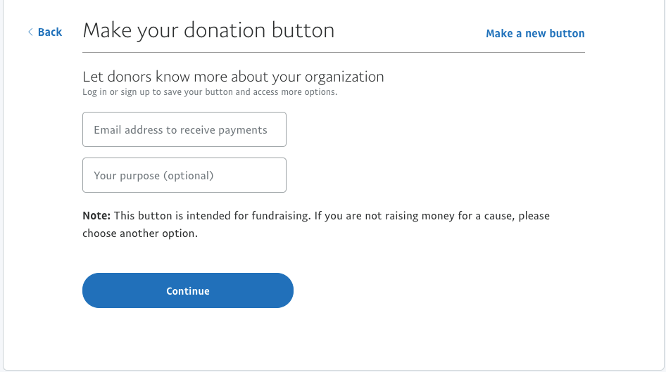 PayPal for nonprofits make a donate link, step 2