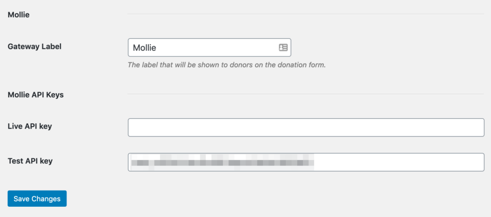 gateway settings in mollie | Charitable gateway settings in mollie