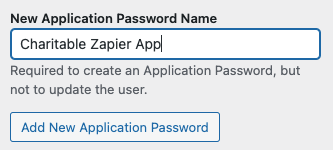 Example-Application-Password-for-integrating-Charitable-with-Zapier | Charitable
