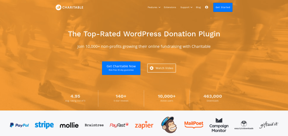 An image of Charitable's homepage