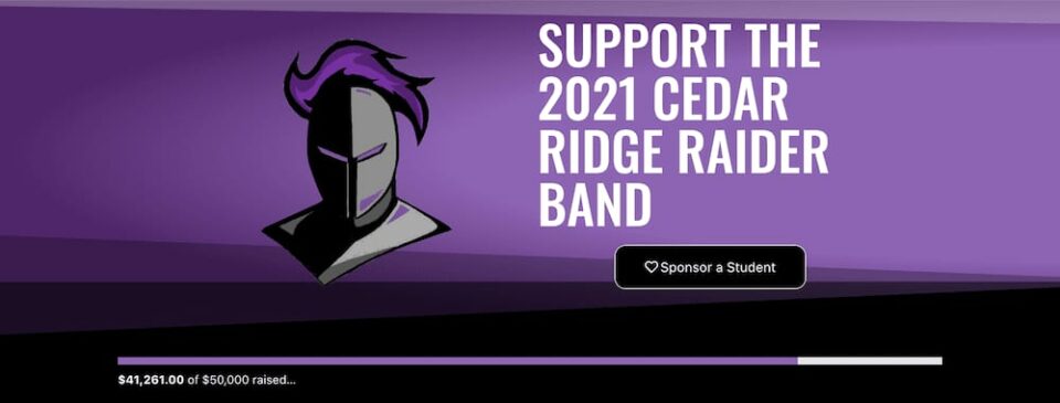 The donation page for the Cedar Ridge Band.