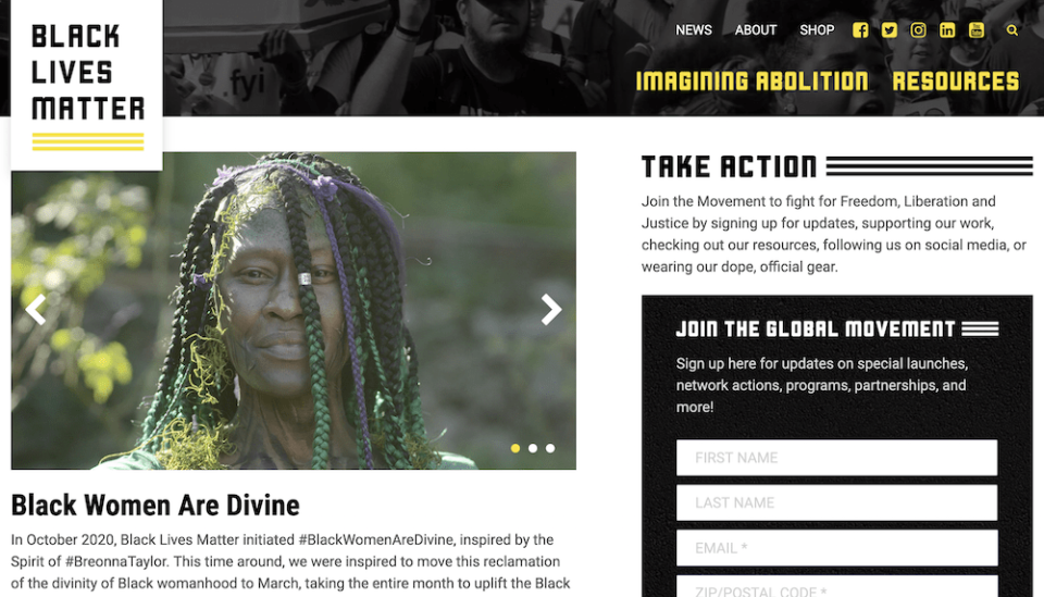 The Black Lives Matter website