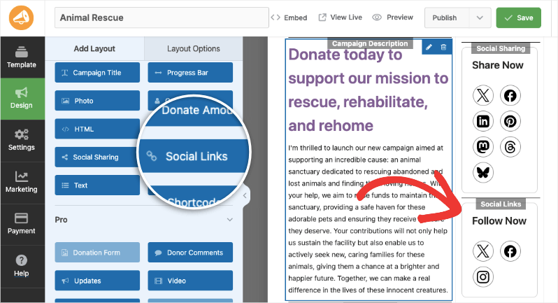 Social links block