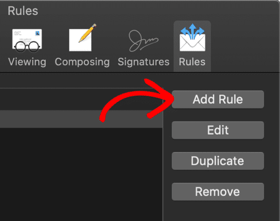 Add Rule in Apple Mail - WPForms | Charitable