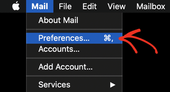 Apple Mail Preferences menu - WPForms | Charitable