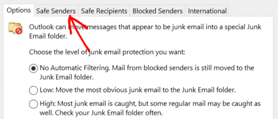 Safe Senders in Outlook Desktop - WPForms | Charitable