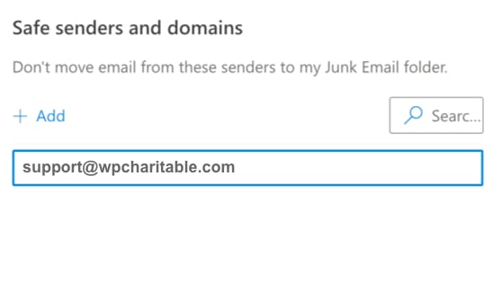 Outlook safe sender - WPForms | Charitable