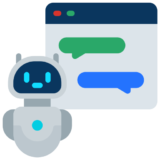 intelligence-artificielle | Charitable Ami robot gris à côté d'une fenêtre de chat avec des bulles de dialogue vertes et bleues indiquant une interaction par chatbot.