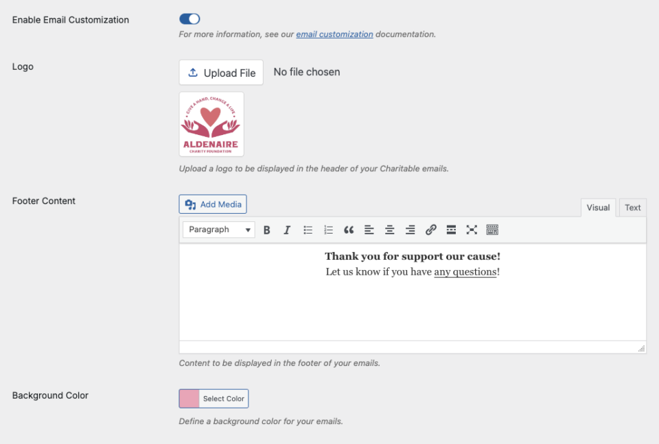 charitable_email_customization | Charitable