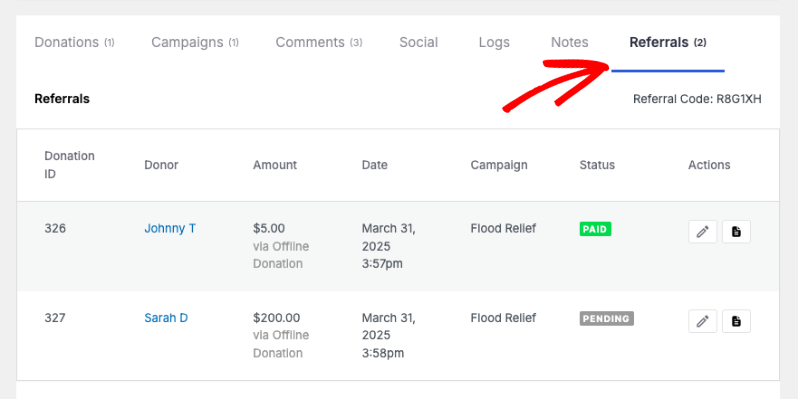 Donor referrals in admins