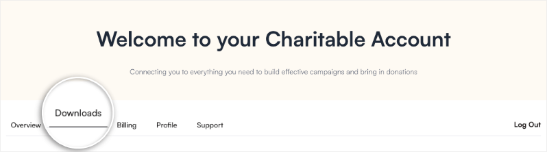 Downloads tab in account | Charitable Downloads tab in account