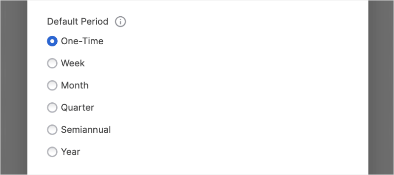 Recurring donation default period | Charitable Recurring donation default period