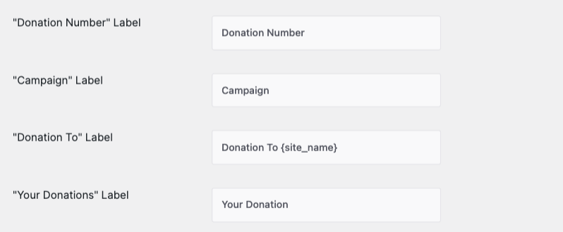 Donation labels in pdf receipts