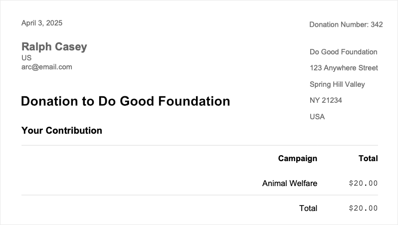 donation receipt | Charitable