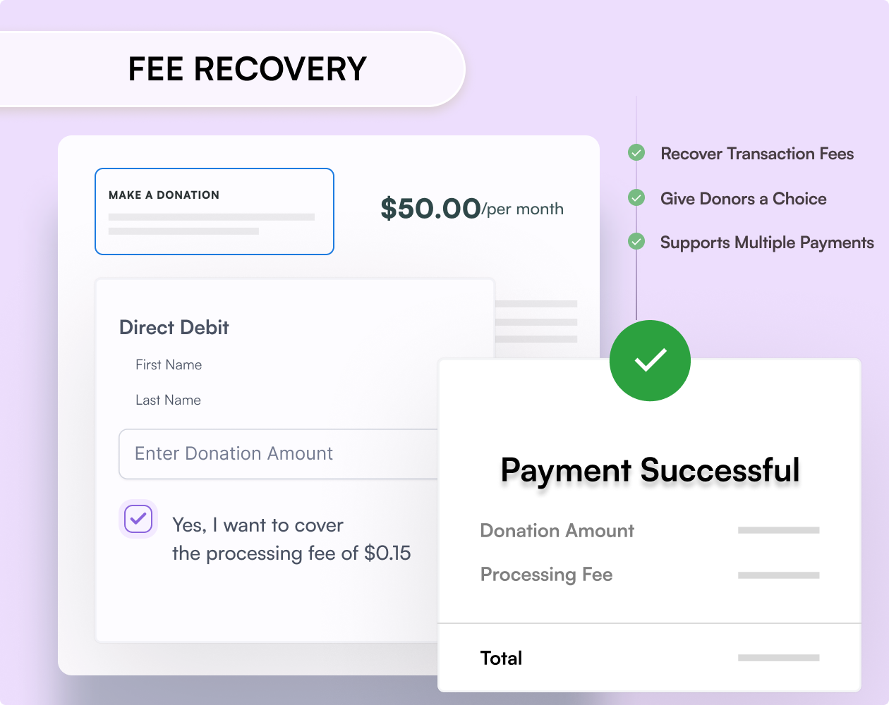 Fee recovery checkbox