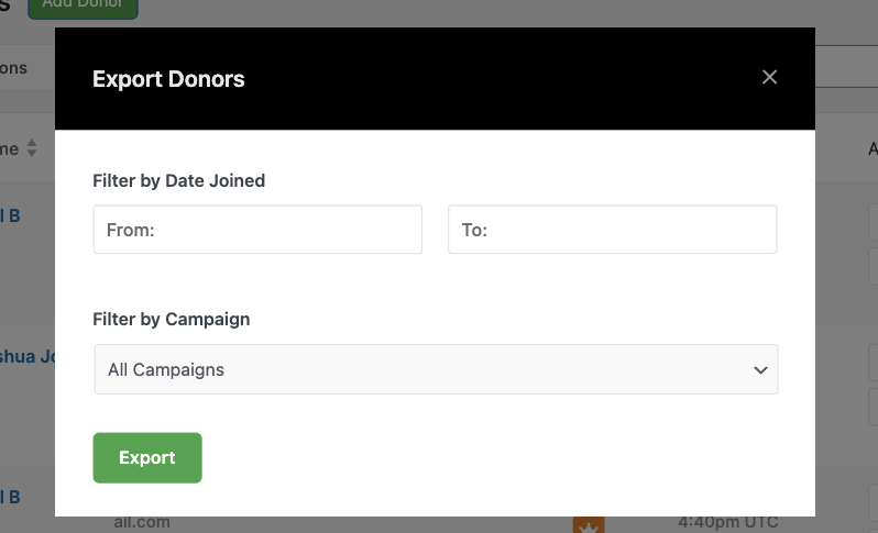 Filter and export donor list | Charitable Filter and export donor list
