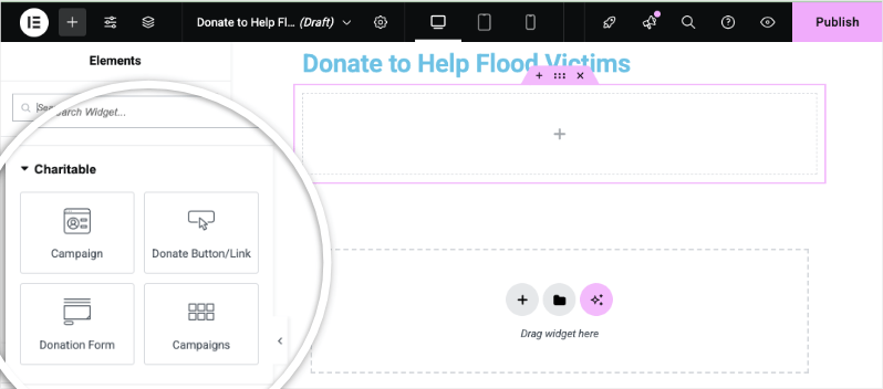 charitable elementor widgets | Charitable Charitable Elementor widgets