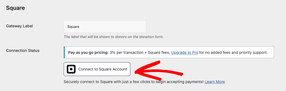 Connect to Square payment gateway | Charitable Connect to Square payment gateway