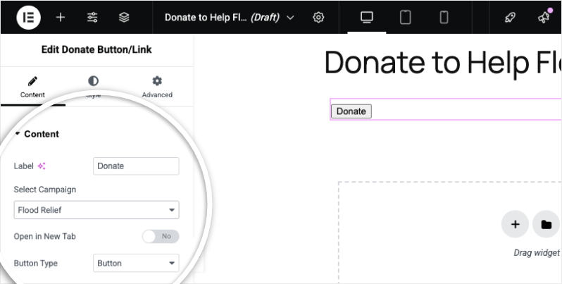 donate button elementor widget | Charitable Donate button Elementor widget