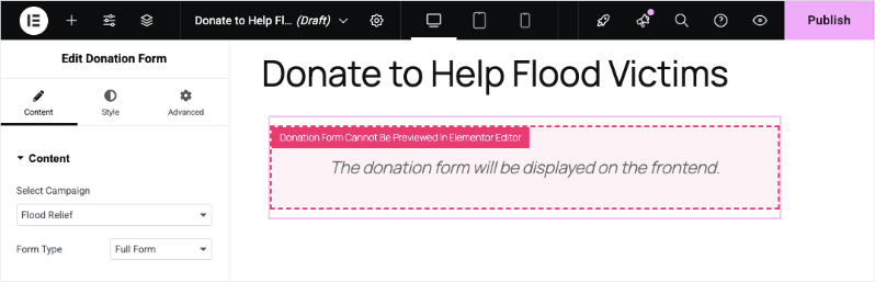 Donation form Elementor widget | Charitable Donation form Elementor widget