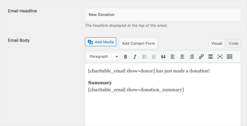 Email headline and body | Charitable Email headline and body