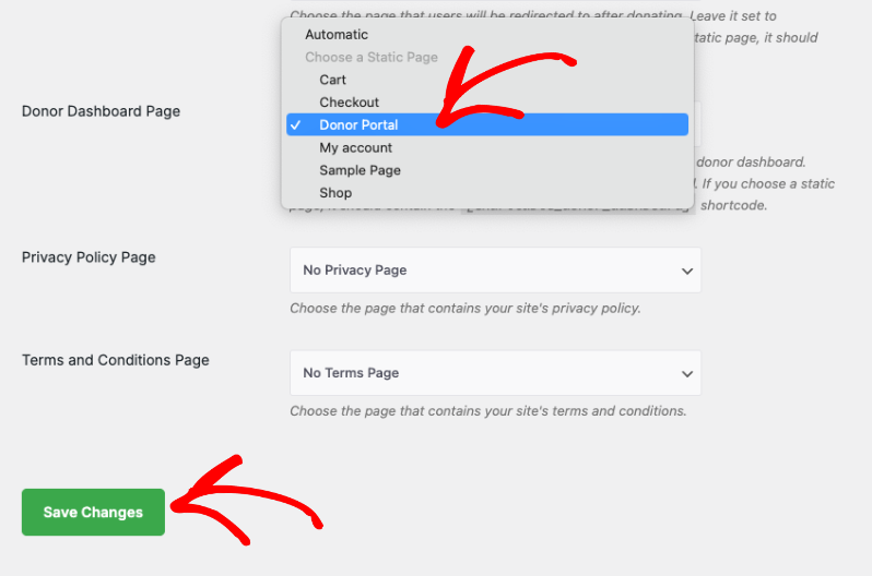 Donor portal page