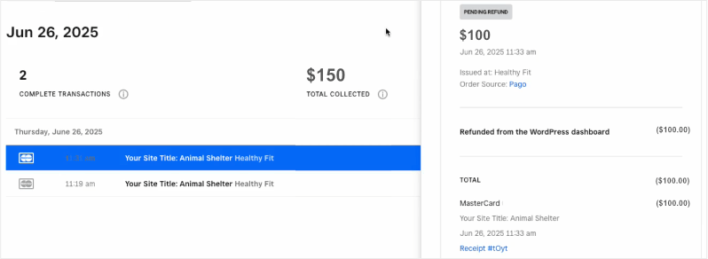 Refund inside Square