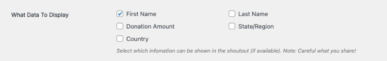 What data to display in DonorTrust