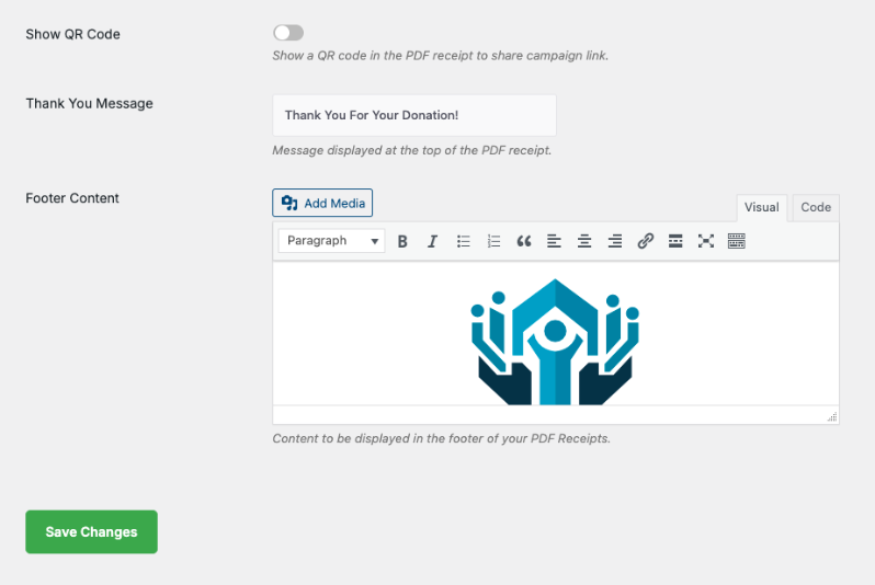 QR code and footer