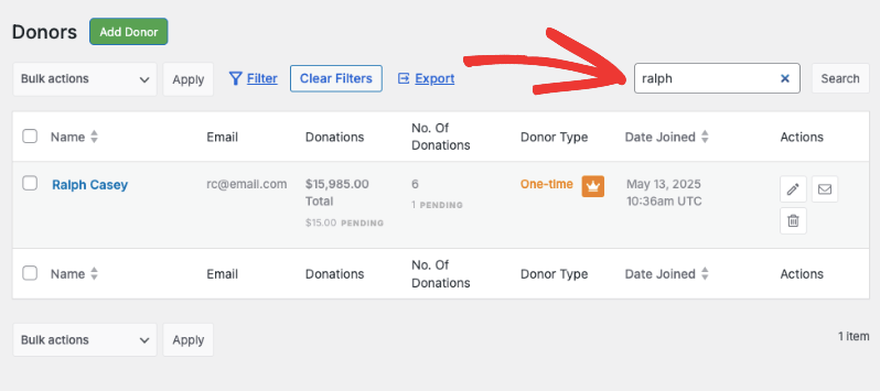 Search filter | Charitable Search filter