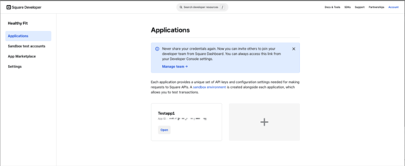 square application tab | Charitable Square application tab