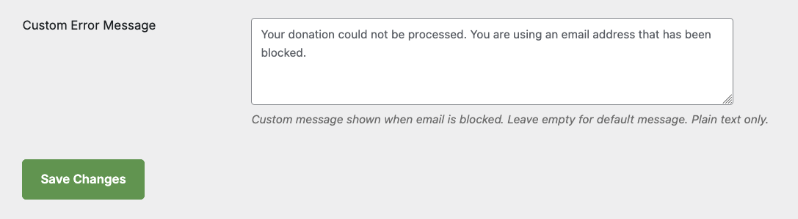 Custom error message in email validation