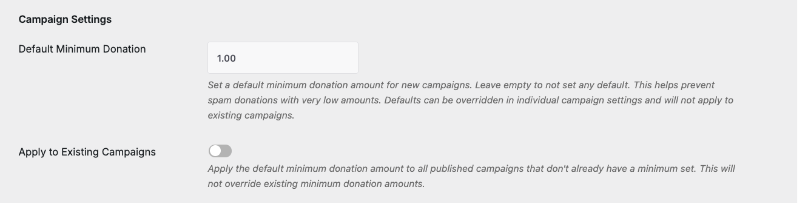global minimum donation amount