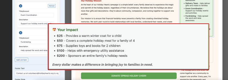 List block in charitable | Charitable List block in charitable