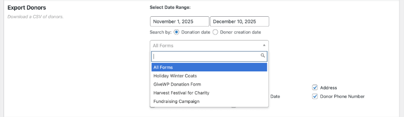 Export donors choose campaign in GiveWP | Charitable Export donors choose campaign in GiveWP