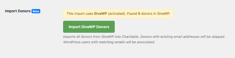 GiveWP import donors | Charitable GiveWP import donors