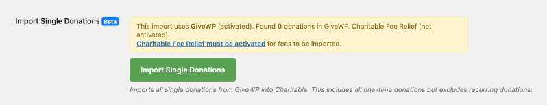 GiveWP import single donations | Charitable GiveWP import single donations