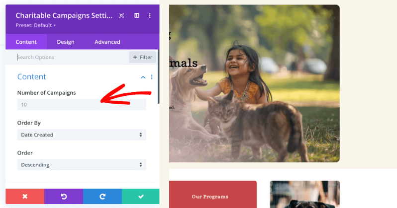 Charitable campaigns block in divi | Charitable Charitable campaigns block in divi