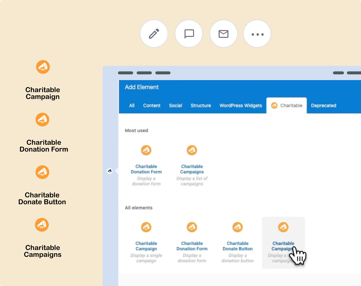 Charitable widgets in WPBakery