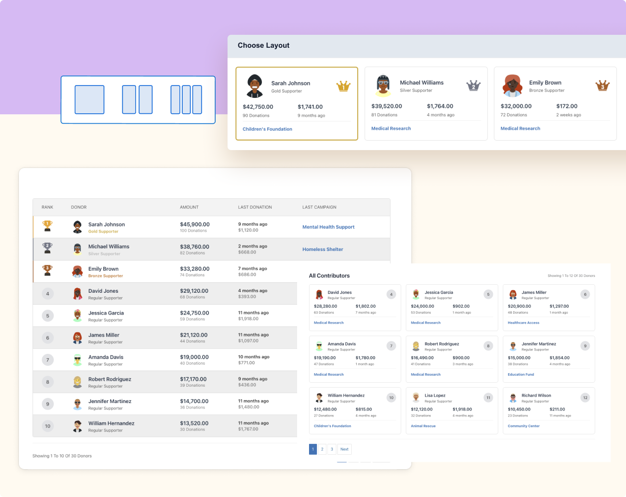 choose donorboard layout