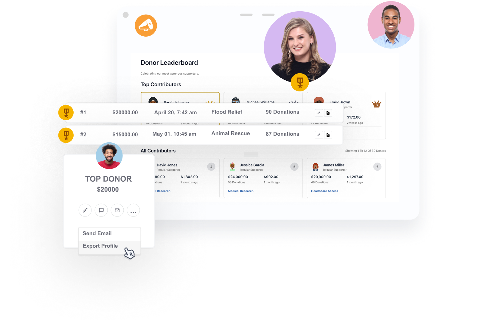 Donor leaderboard feature