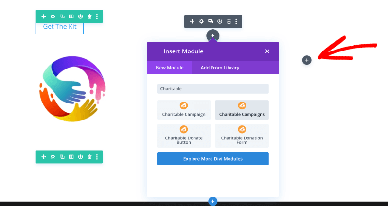 Select Divi modules | Charitable Select Divi modules