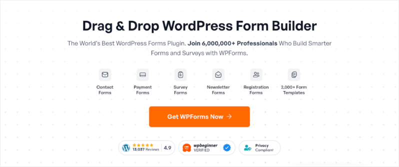 WPForms form builder homepage
