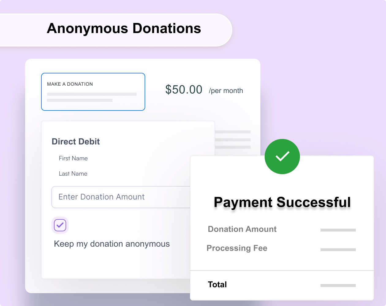 Anonymous donations option | Charitable Anonymous donations option