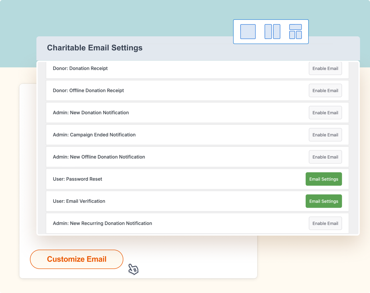 Email settings feature